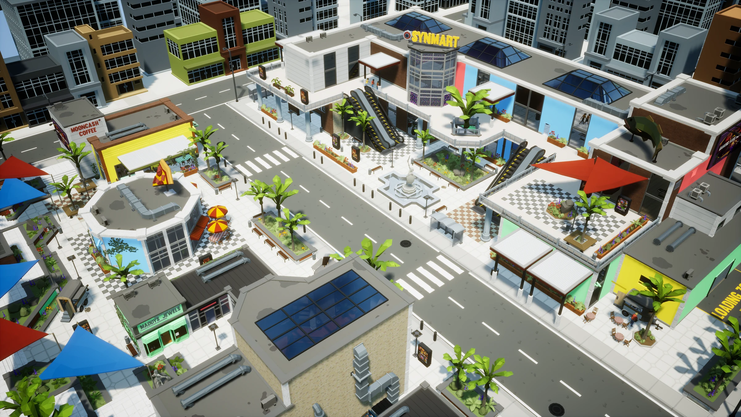 The shopping centre and its streets