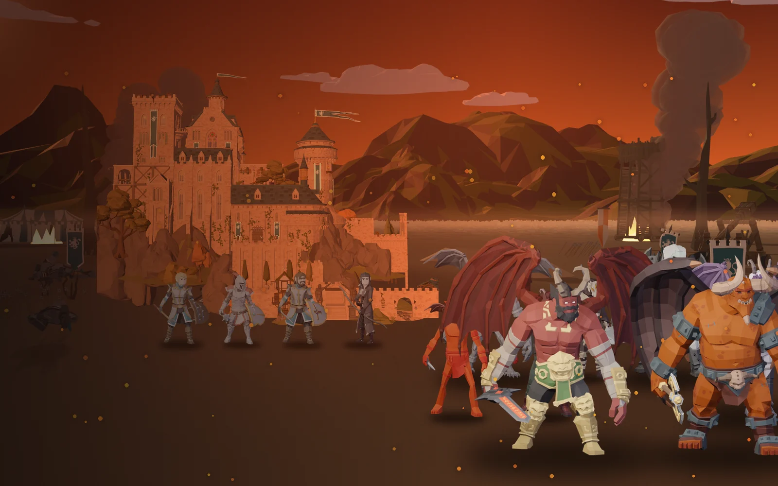 Infernal Idle: Humanfall : l'armée infernale marche sur un château humain