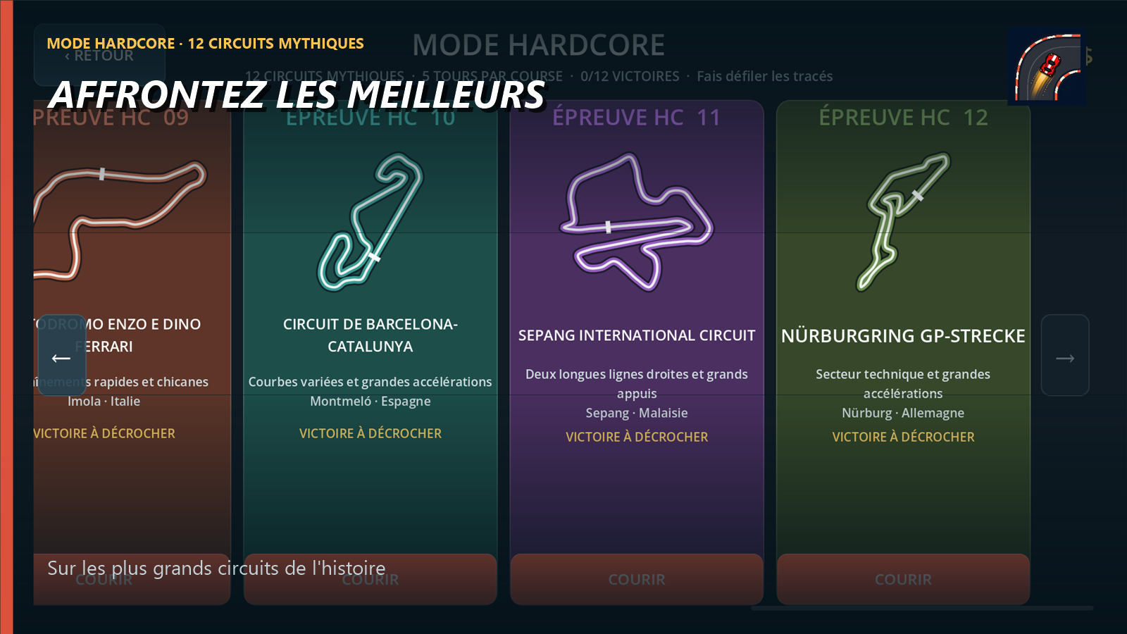 Les circuits mythiques du mode Hardcore de Pocket Racers